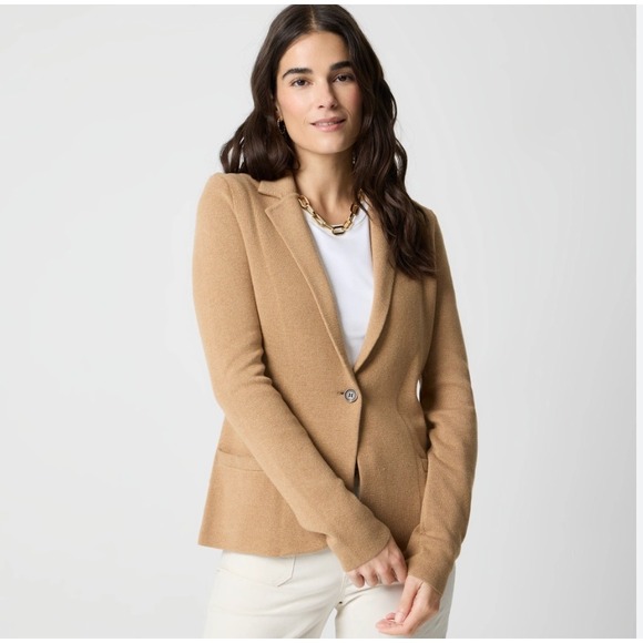 J.Crew Womens Sweater Blazer, NWT, Cotton Knit Career Casual Tan, Small - Picture 1 of 6